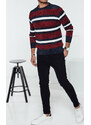 BASIC Vínový pánsky pruhovaný sveter WX2264