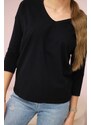 Kesi Black blouse with V-neck