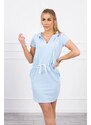 Kesi Tied dress with a hood in azure color