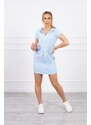 Kesi Tied dress with a hood in azure color