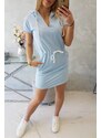 Kesi Tied dress with a hood in azure color