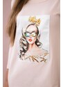 Šaty 66827 s grafikou dievčaťa v 3D okuliaroch