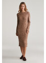 ŠATY GANT TEXTURED KNIT DRESS ROASTED WALNUT