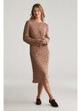 ŠATY GANT TEXTURED KNIT DRESS ROASTED WALNUT