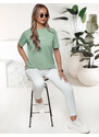 Dámske svetlotyrkysové basic tričko s nápisom WOMAN RY2553