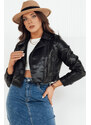 BASIC Čierna koženková crop bunda MOLTION TY4158