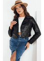 BASIC Čierna koženková crop bunda MOLTION TY4158