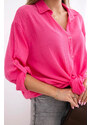 K-Fashion Bavlnená mušelínová košeľa Fuksja