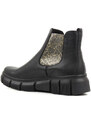 Dámské kožené Chelsea boty s leopardím potiskem - HELIOS Komfort 510S, černé