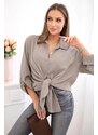 MladaModa Bavlnená mušelínová košeľa/blúzka model 65622 farba cappuccino