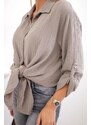 MladaModa Bavlnená mušelínová košeľa/blúzka model 65622 farba cappuccino