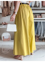 BASIC Horčicové dámske široké nohavice-sukňa FLOWES UY2589