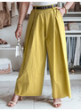 BASIC Horčicové dámske široké nohavice-sukňa FLOWES UY2589