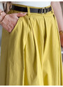 BASIC Horčicové dámske široké nohavice-sukňa FLOWES UY2589