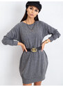 BASIC Tmavosivé voľné šaty s vreckami RV-TU-5184.93P-dark gray