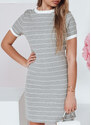 BASIC Rebrované sivé dámske pruhované mini šaty FITLINES EY2580