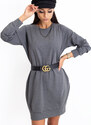 BASIC Tmavosivé voľné šaty s vreckami RV-TU-5184.93P-dark gray