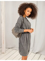 BASIC Tmavosivé voľné šaty s vreckami RV-TU-5184.93P-dark gray
