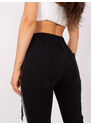 BASIC Čierne nohavice so postranným pruhom a strapcami EM-DR-HS-21-560.20-black