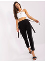 BASIC Čierne nohavice so postranným pruhom a strapcami EM-DR-HS-21-560.20-black