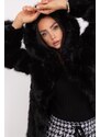 MladaModa Prechodná kožušinková bunda s kapucňou model 38600 čierna