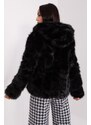 MladaModa Prechodná kožušinková bunda s kapucňou model 38600 čierna