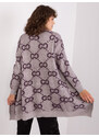 ITALY MODA Tmavofialový vzorovaný kardigán s vreckami -AT-SW-23401-A.96-dark viollet