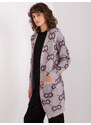 ITALY MODA Tmavofialový vzorovaný kardigán s vreckami -AT-SW-23401-A.96-dark viollet