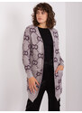 ITALY MODA Tmavofialový vzorovaný kardigán s vreckami -AT-SW-23401-A.96-dark viollet
