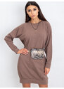 BASIC Voľné béžové šaty s vreckami RV-TU-5184.93P-dark beige