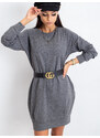 BASIC Tmavosivé voľné šaty s vreckami RV-TU-5184.93P-dark gray