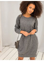 BASIC Tmavosivé voľné šaty s vreckami RV-TU-5184.93P-dark gray