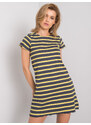 BASIC Šedo-žlté dámske pruhované šaty TW-SK-G-076-1.85P-gray-yellow