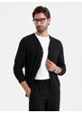 Ombre Clothing Pánsky čierny kardigán na gombíky V2 SWCD-0126