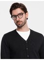 Ombre Clothing Pánsky čierny kardigán na gombíky V2 SWCD-0126