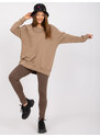 BASIC Béžová dámska oversize mikina bez kapucne EM-BL-U623.63P-beige