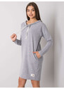 RELEVANCE Svetlo šedé dámske mikinové šaty RV-SK-7160.43P-gray