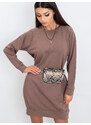 BASIC Voľné béžové šaty s vreckami RV-TU-5184.93P-dark beige