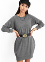 BASIC Tmavosivé voľné šaty s vreckami RV-TU-5184.93P-dark gray