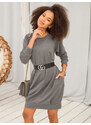 BASIC Tmavosivé voľné šaty s vreckami RV-TU-5184.93P-dark gray