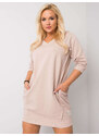 RELEVANCE Béžové mini šaty s vreckami Karissa RV-SK-6847.59P-beige