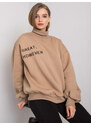 BASIC Béžová dámska mikina s rolákom -em-BL-649.23X-dark beige