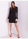 BASIC Čierne dámske šaty so vzorom a volánikmi EM-SK-5001.99-black
