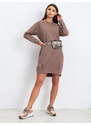 BASIC Voľné béžové šaty s vreckami RV-TU-5184.93P-dark beige