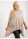 RELEVANCE Béžová asymetrická tunika s kamienkami na vreckách RV-BZ-8533.04-beige