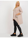 RELEVANCE Béžová asymetrická tunika s kamienkami na vreckách RV-BZ-8533.04-beige