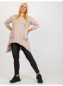 RELEVANCE Béžová asymetrická tunika s kamienkami na vreckách RV-BZ-8533.04-beige
