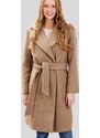 Perso Klasický dlhý béžový dámsky kabát MAH 201003 F - Beige