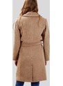 Perso Klasický dlhý béžový dámsky kabát MAH 201003 F - Beige