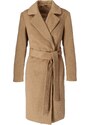 Perso Klasický dlhý béžový dámsky kabát MAH 201003 F - Beige